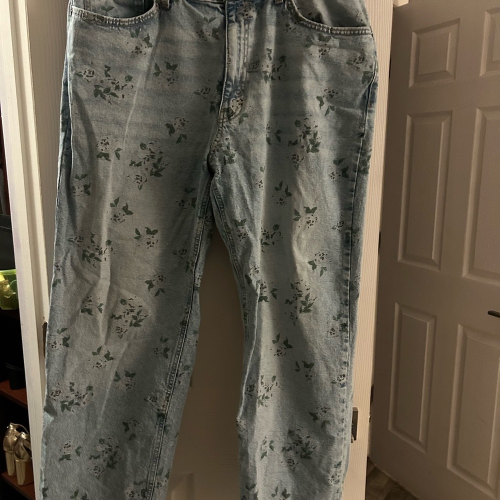 Wild Fable Light Blue Floral Wide Leg Jeans